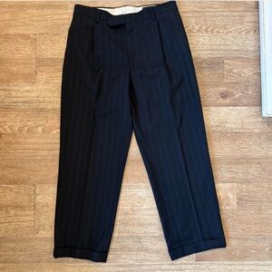 Oscar de la Renta Navy Striped Dress Pants
